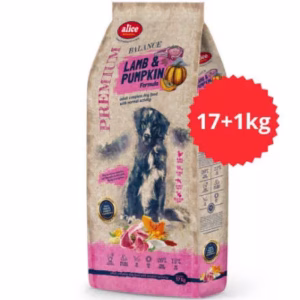 Alice Professional Bárány és sütőtök ízesítésű szárazeledel felnőtt kutyáknak 17+1kg