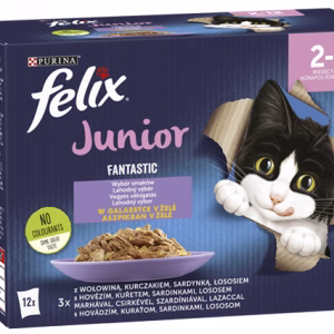 FELIX FANTASTIC Junior Vegyes válogatás aszpikban nedves macskaeledel 12x85g