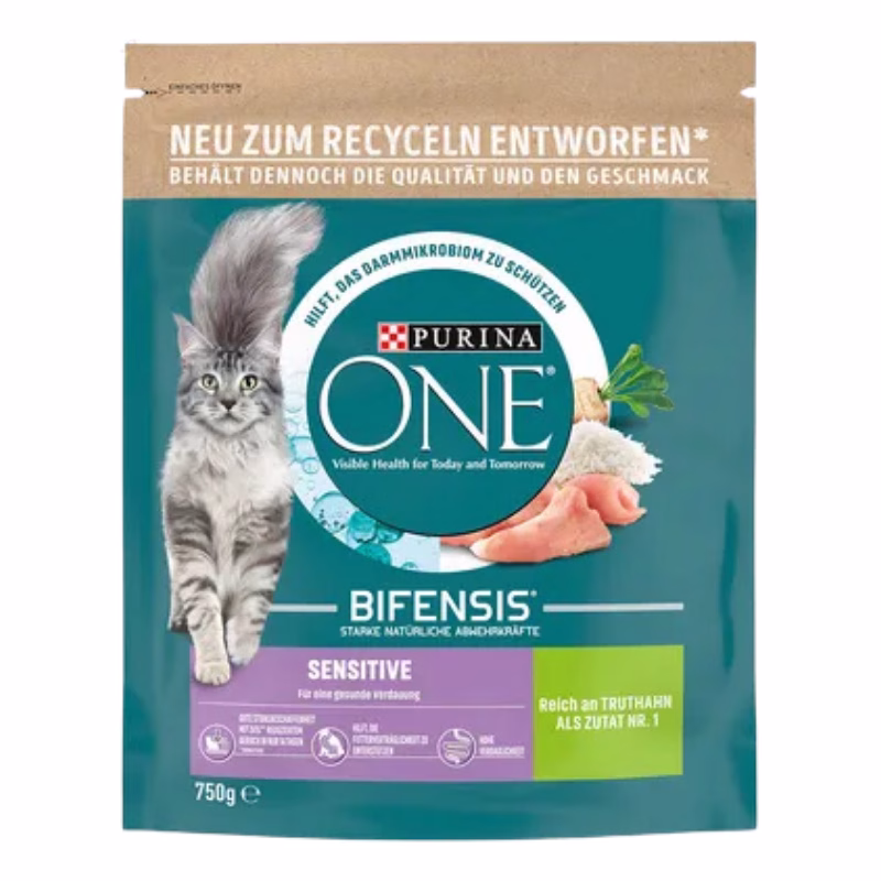 One Cat Sensitiv Érzékeny macskák számára pulyka ízesítéssel 750g